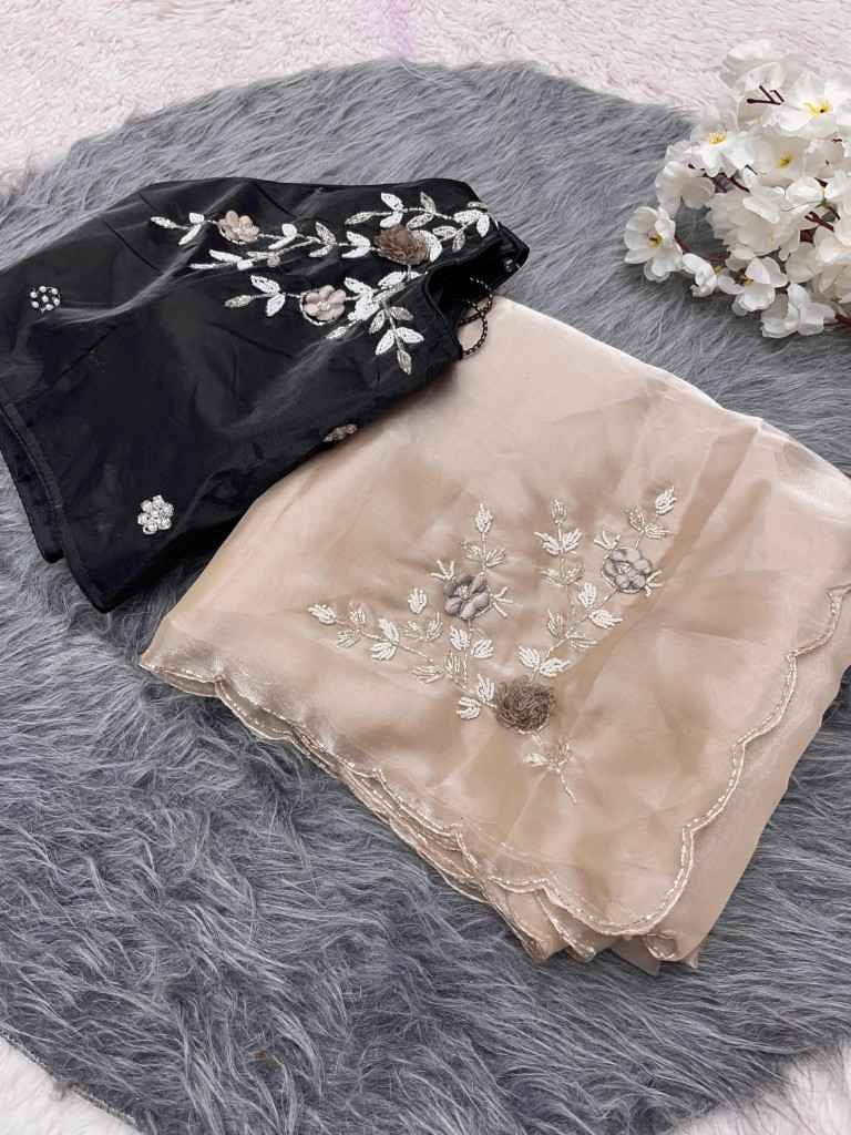 Fabulous Jimmy Choo Satin Saree With Khatli Work
