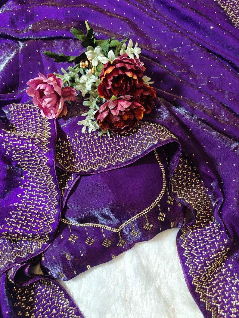 Purple Soft Space Silk Saree With Dual Shaded Fabric