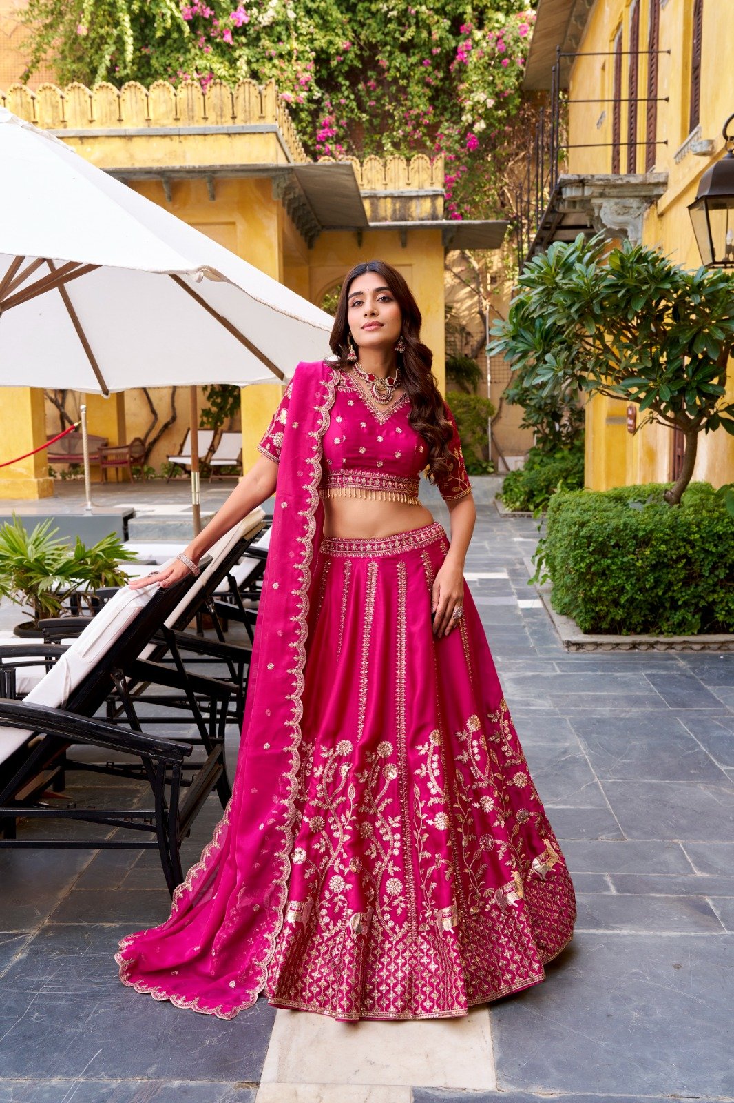 Designer Pink Silk Lehenga Choli With Sequins Work