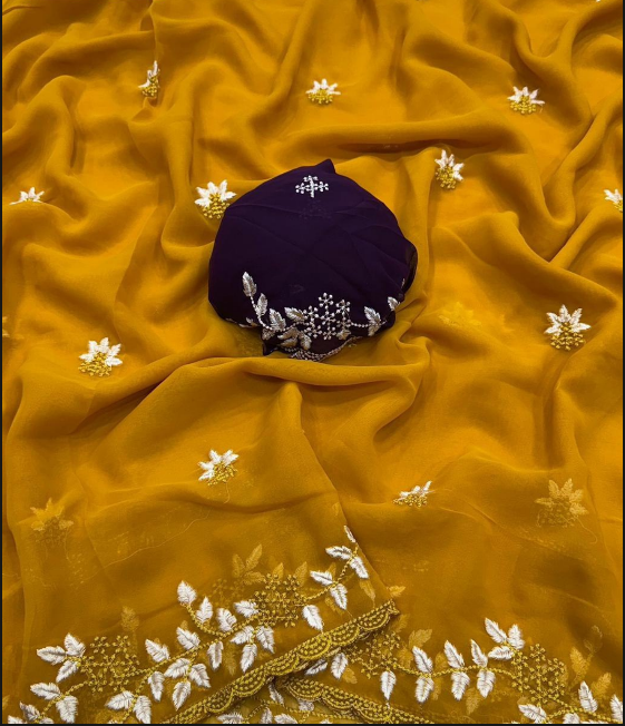 Latest Chiffon With Embroidery Panel Work