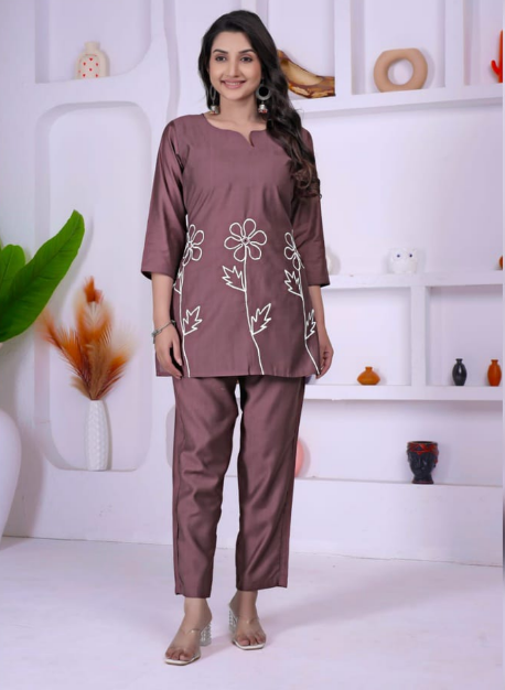 Soft Viscose Fabric Co-Ord Set With Beautiful Embroidery Work