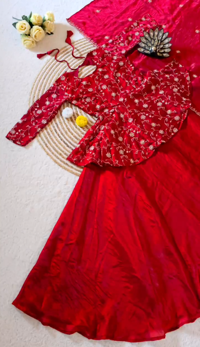 Trendy Peplum Designer Lehenga Choli With Maggam Work