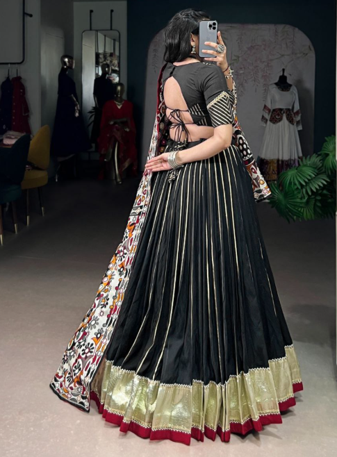 Premium Pure Chanderi Embroidered Lehenga With Silk Dupatta