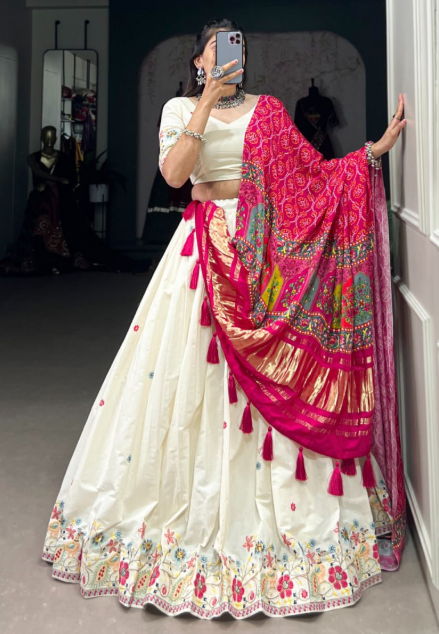 Trending Khadi Cotton Lehenga Choli With Sequins Work