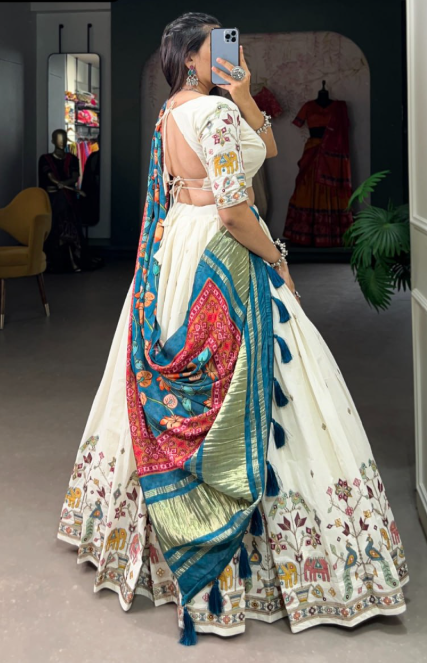 Fabulous Khadi Cotton Lehenga Choli With Sequins Work
