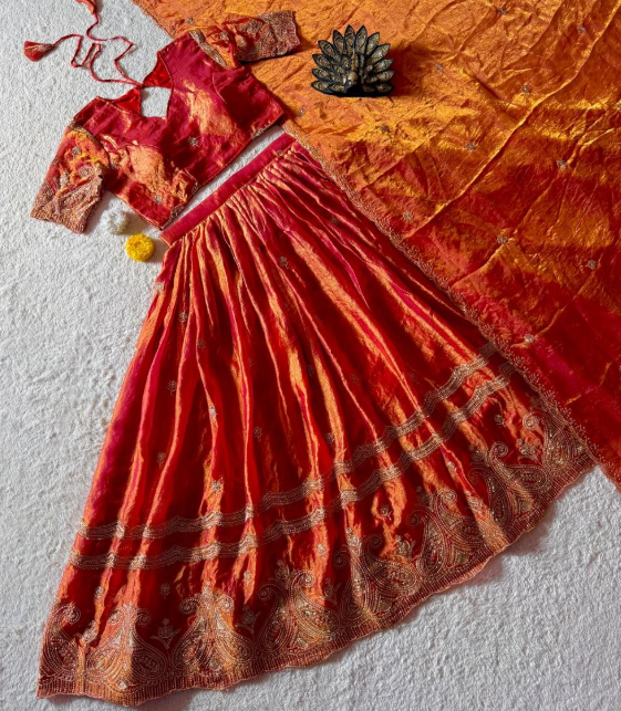 Premium Space Silk Lehenga Choli With Zari Work