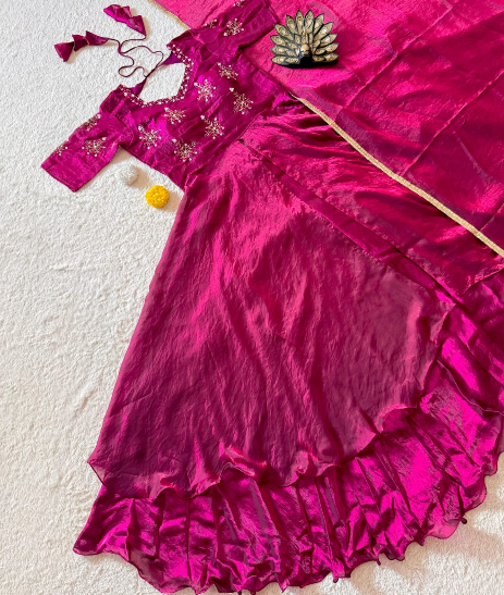 Elegant Premium Space Silk Lehenga Choli With Maggum Work Blouse