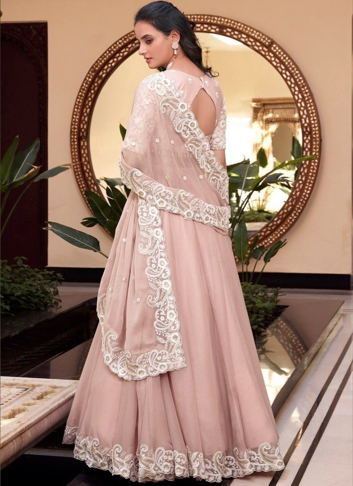 Gorgeous Beige Embroidered Lehenga Choli With Sequins Work