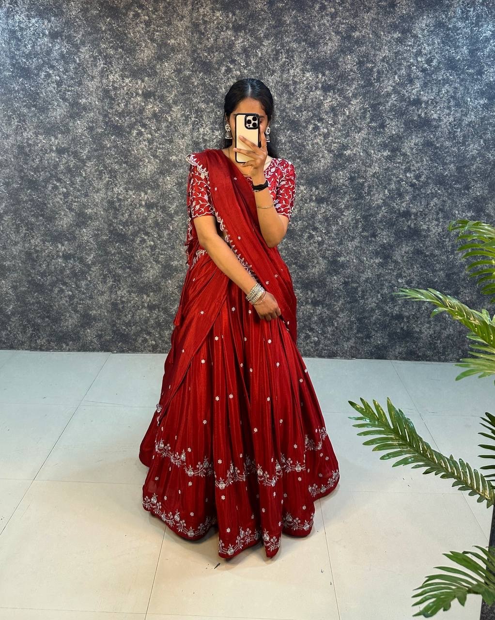 Gorgeous Chinon Silk Lehenga Choli With Designer Blouse