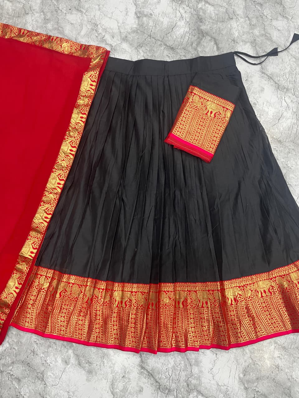 Elegant Kanchi Cotton Silk Lehenga With Zari Weaving Work