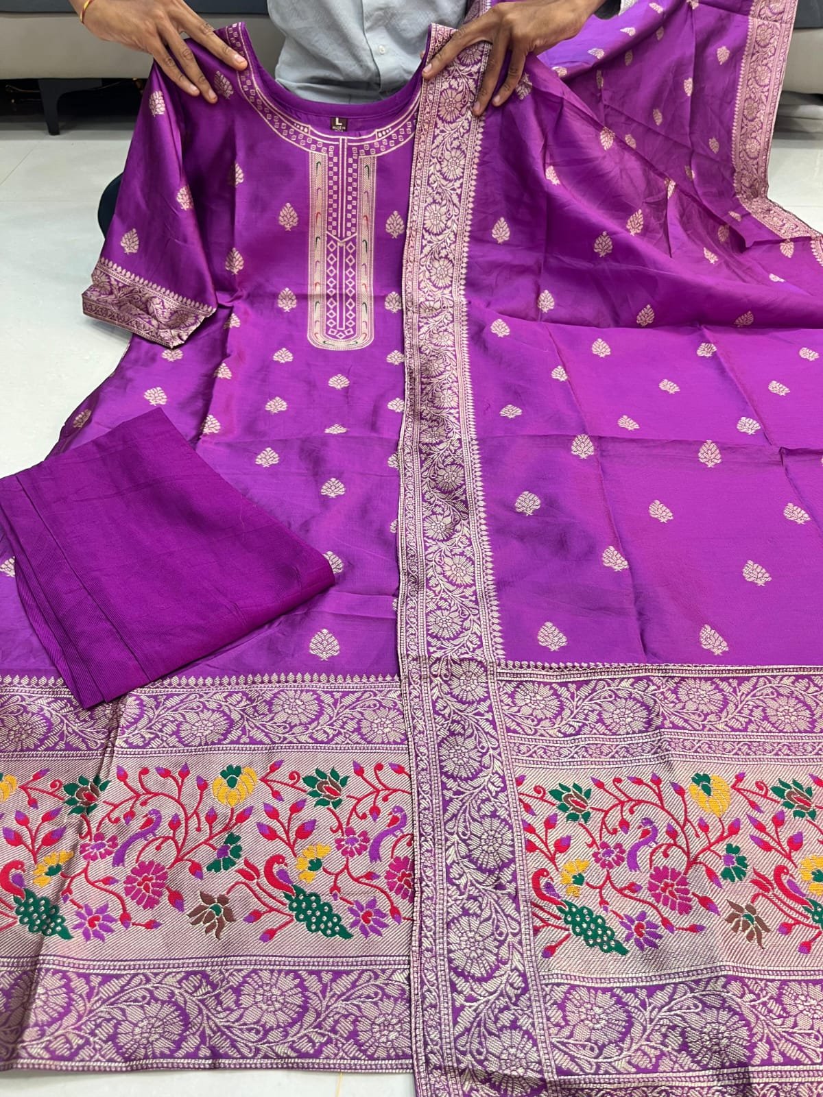 Classy Purple Paithani Silk Salwar Suit With Zari Dupatta