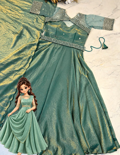 Stunning Crush 3 In 1 Gown With Sequins Embroidery Work