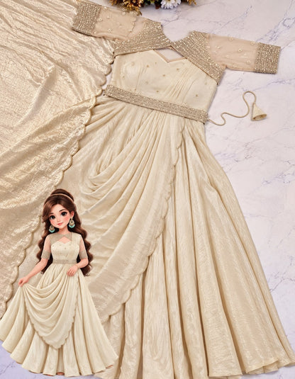 Stunning Crush 3 In 1 Gown With Sequins Embroidery Work