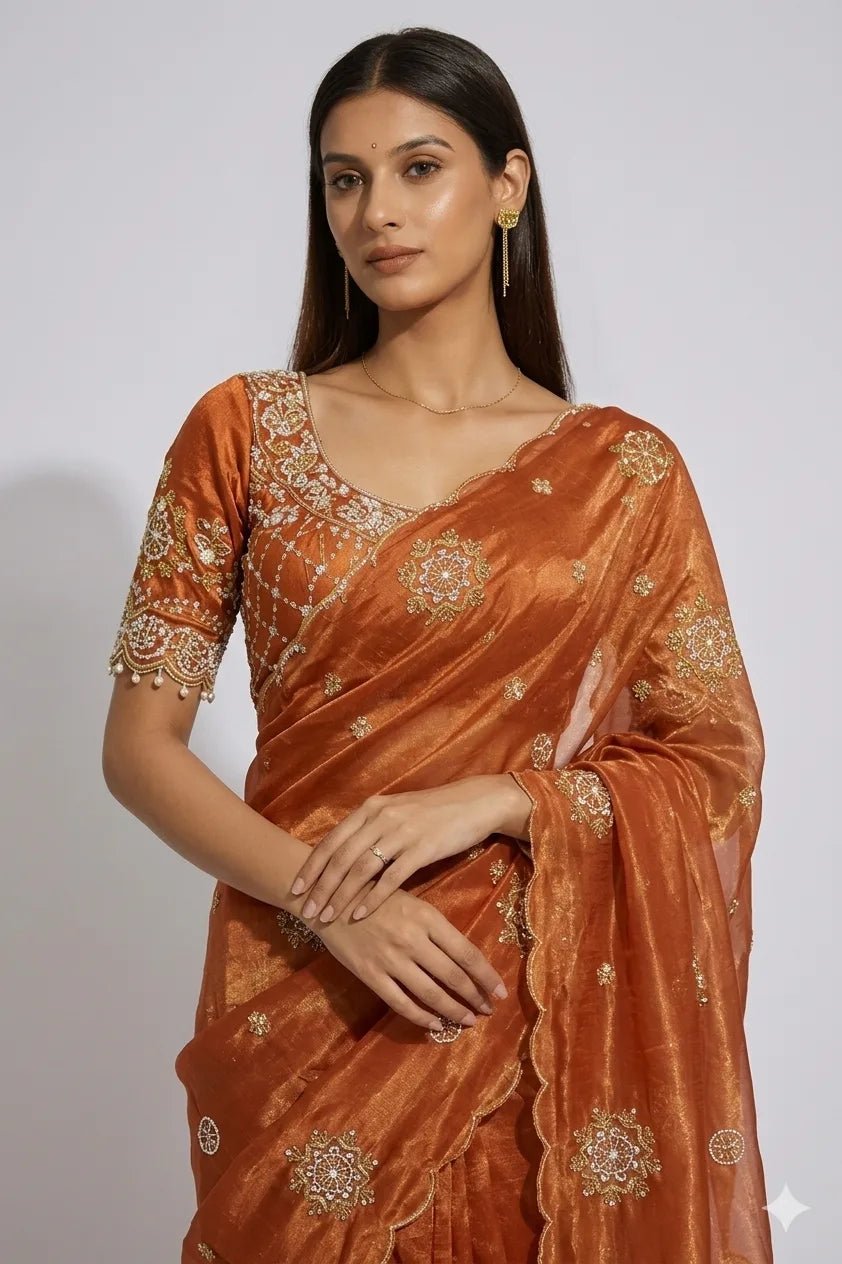 Gorgeous Fendy Satin Saree With Buttis Work