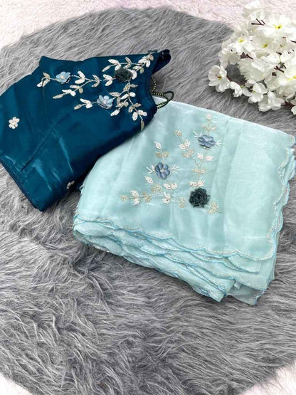 Trendy Jimmy Choo Satin Saree With Khatli Work
