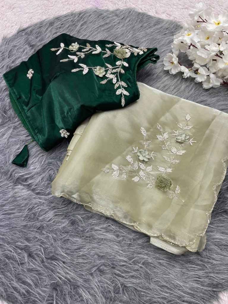 Fabulous Jimmy Choo Satin Saree With Khatli Work