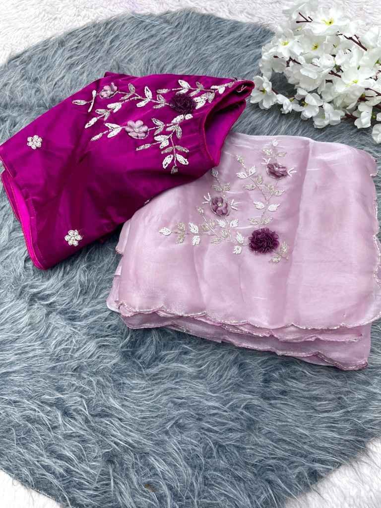Trendy Jimmy Choo Satin Saree With Khatli Work