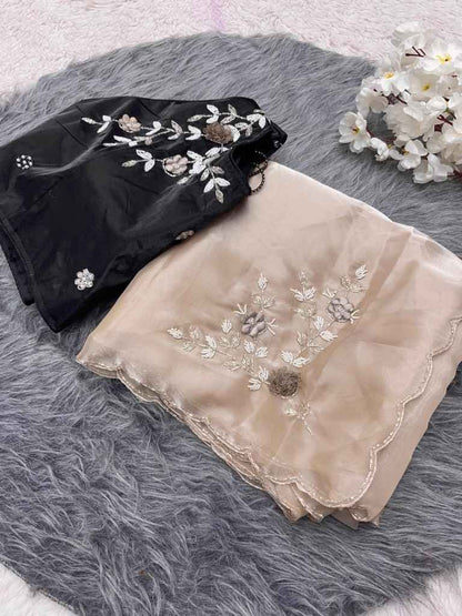 Fabulous Jimmy Choo Satin Saree With Khatli Work