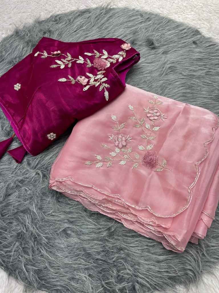 Fabulous Jimmy Choo Satin Saree With Khatli Work