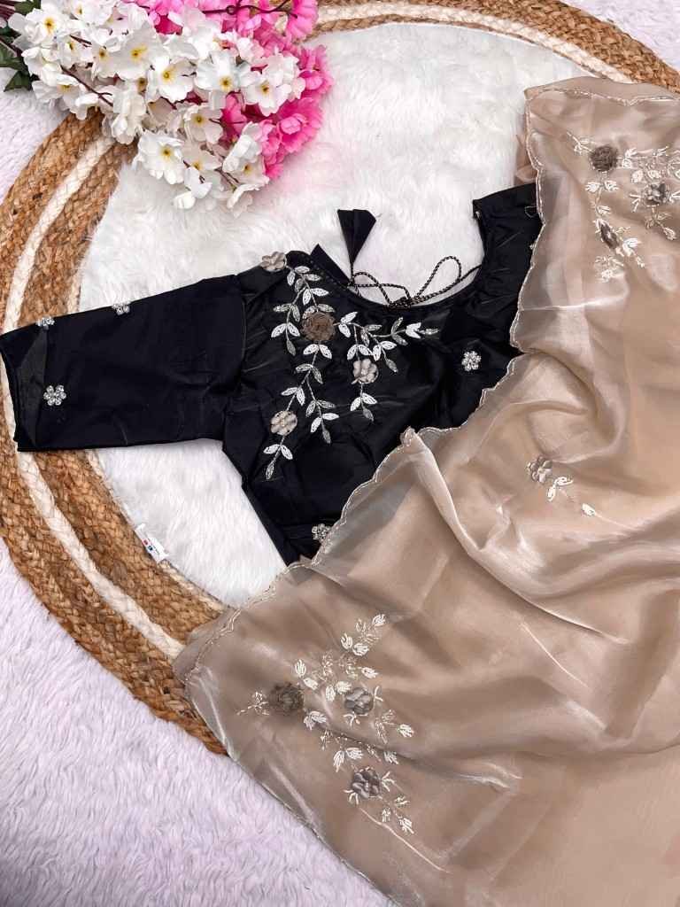 Fabulous Jimmy Choo Satin Saree With Khatli Work