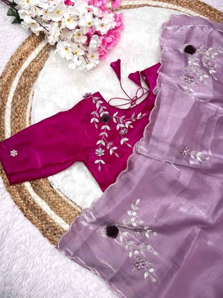 Trendy Jimmy Choo Satin Saree With Khatli Work