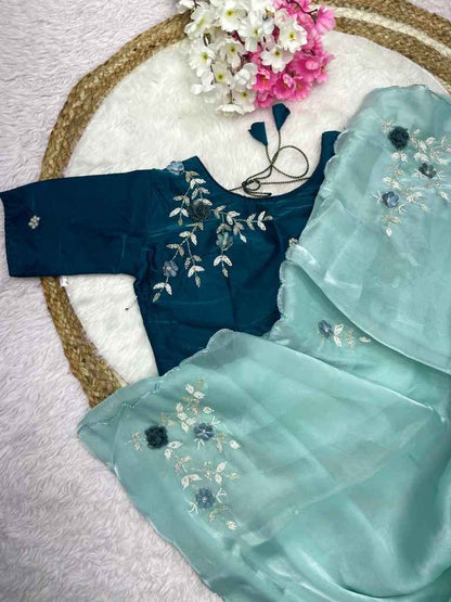 Trendy Jimmy Choo Satin Saree With Khatli Work