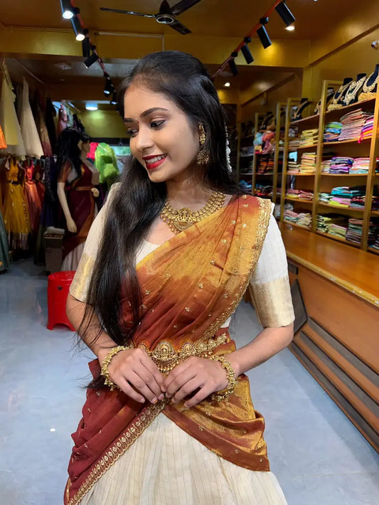Trendy Brown Lehenga Choli With Canvas Patta