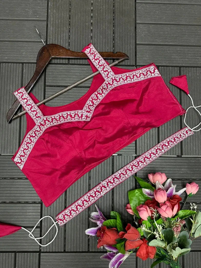 Fusion Pink Satin Crepe Ready To Wear Saree With Sequins Work