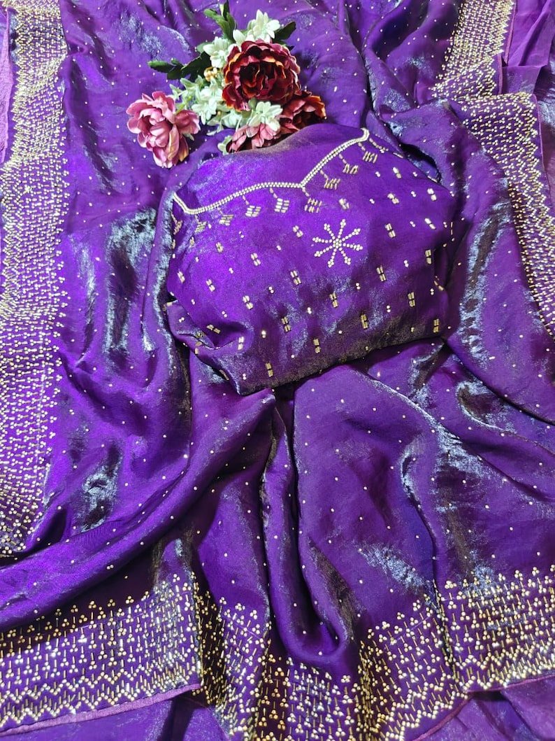 Purple Soft Space Silk Saree With Dual Shaded Fabric