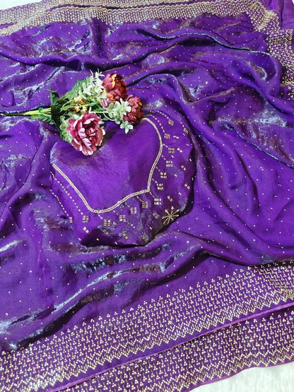 Purple Soft Space Silk Saree With Dual Shaded Fabric