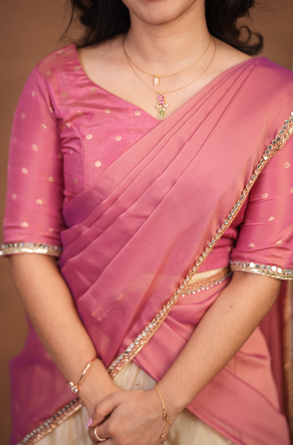Gorgeous Pink Chinon Silk Lehenga With Canvas Patta