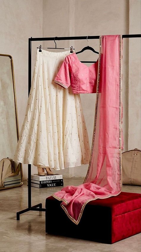 Gorgeous Pink Chinon Silk Lehenga With Canvas Patta