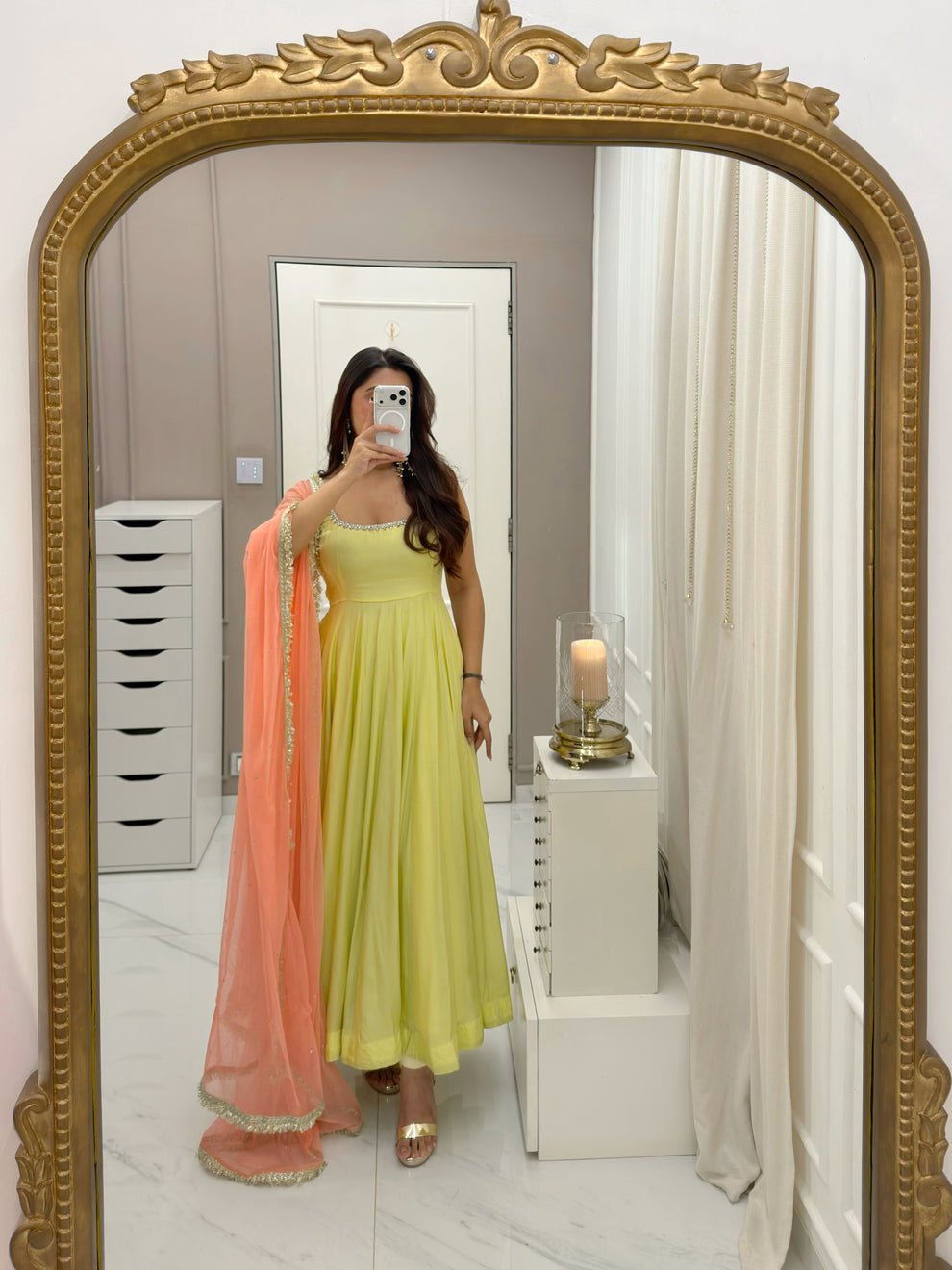 Fabulous Yellow Faux Georgette Anarkali Suit Set