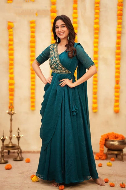 Premium Pre-Draped Saree Anarkali – Wedding Ready in Minutes