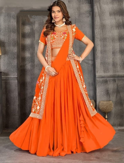 Latest Wedding Wear Half Saree With Coat
