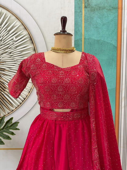 Elegant Rani Pink 4 In 1 Style Lehenga