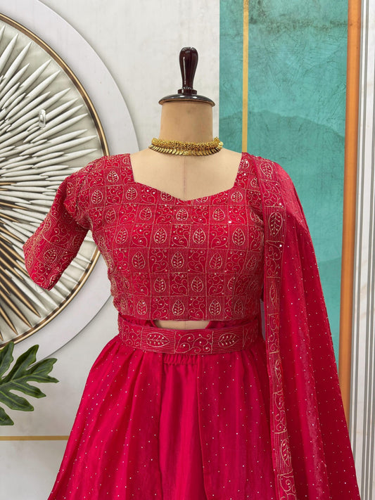 Elegant Rani Pink 4 In 1 Style Lehenga