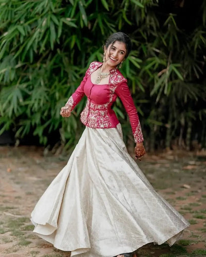 Stunning Peplum Crop Top Blouse Exquisite Maggam Work