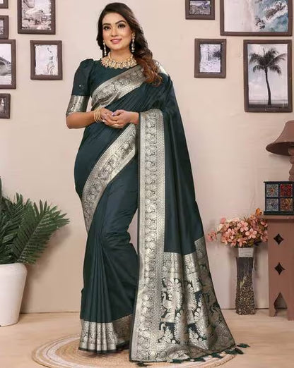 Premium Black Banarasi Silk Saree With Exclusive Work