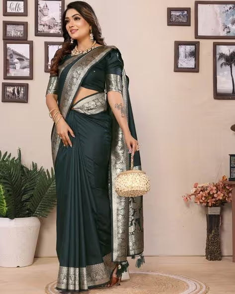 Premium Black Banarasi Silk Saree With Exclusive Work