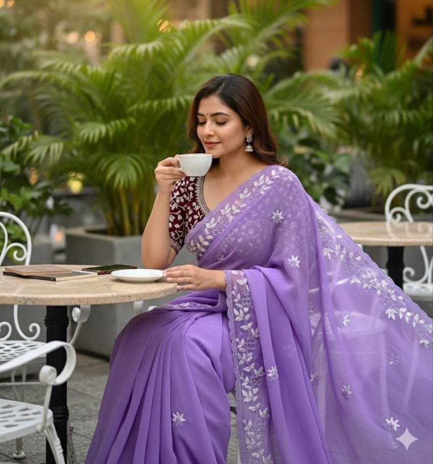 Latest Chiffon With Embroidery Panel Work