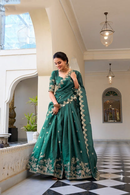Traditional Indian Ensemble Beautiful Gold Crush Lehenga Choli