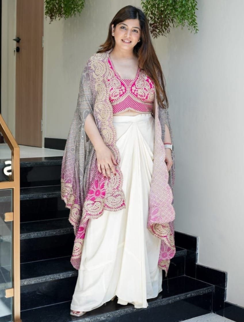 Embroidered Indo-Western Dhoti Set with Shrug