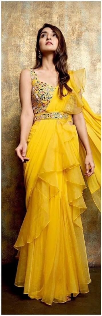 Gorgeous Ready-To-Wear Lehenga Saree With Embroidered Blouse