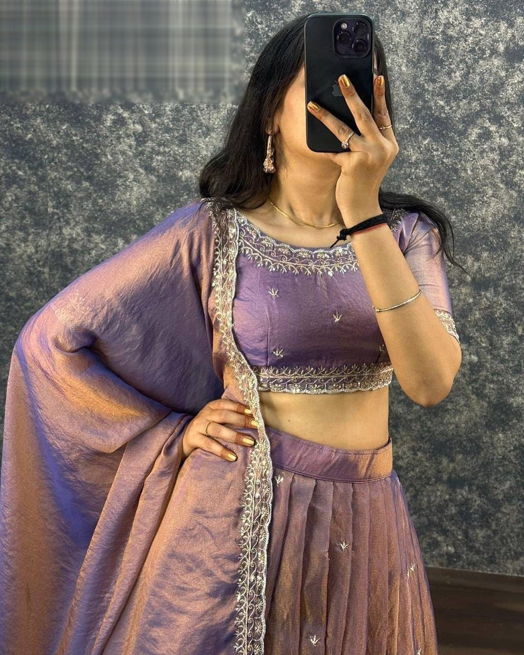 Classy Tissue Silk Lehenga Choli With Embroidery Sequins Work for weddings