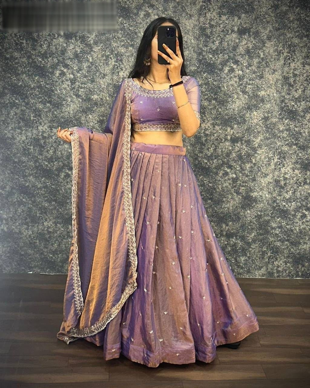 Classy Tissue Silk Lehenga Choli With Embroidery Sequins Work for weddings
