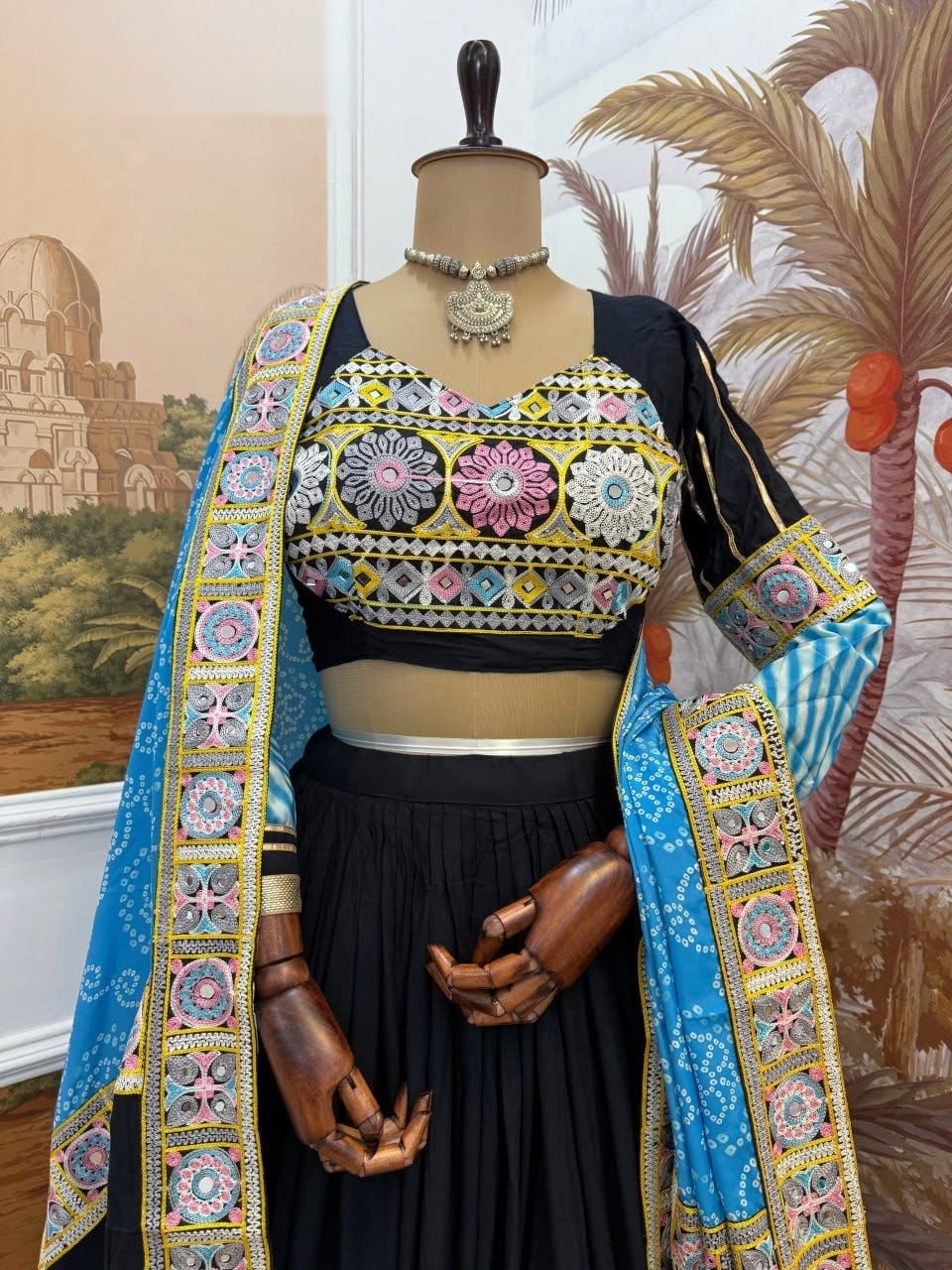 Trendy Embellished Work Ready-To-Wear Lehenga Choli With Mirror Work