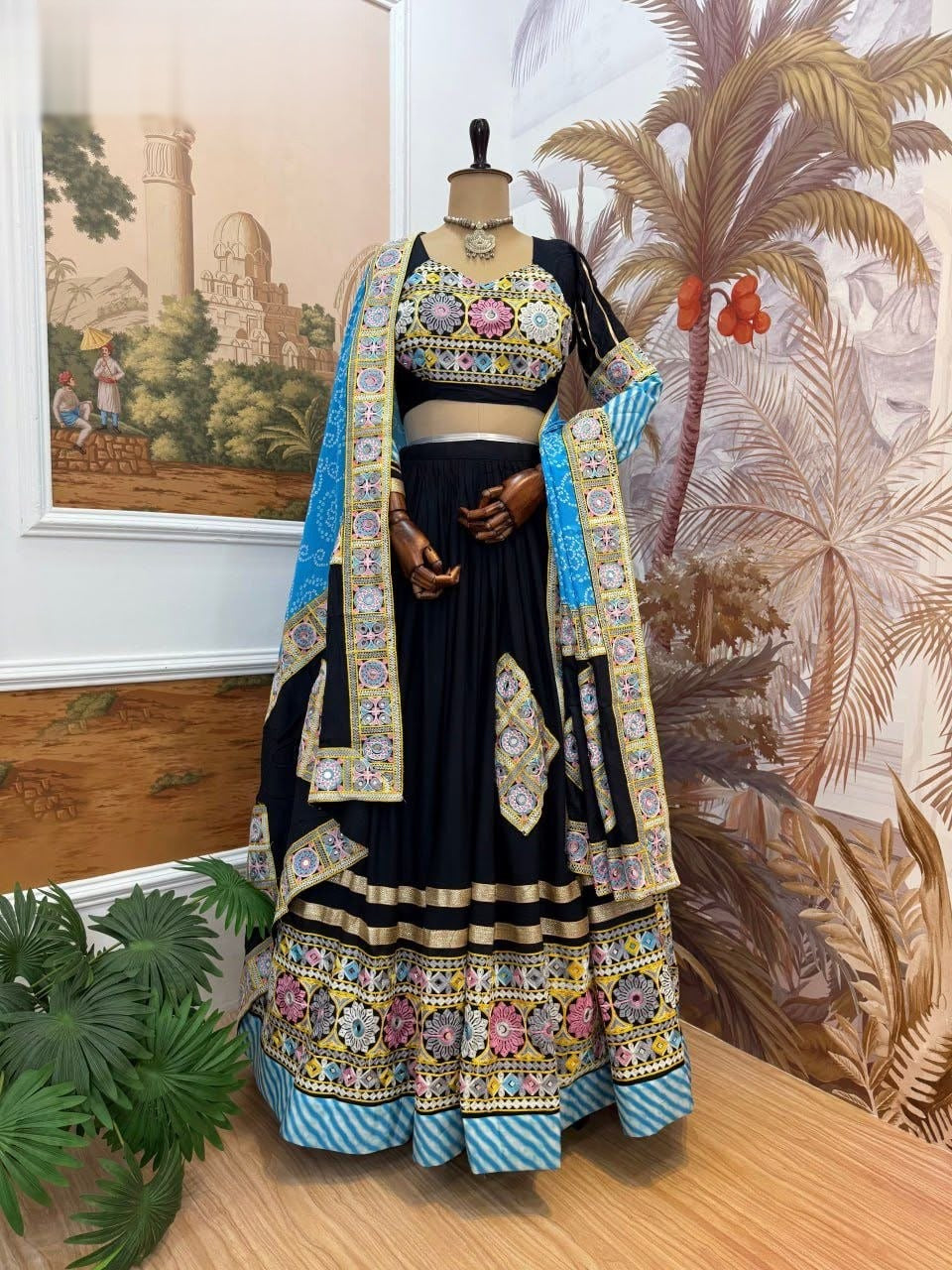 Trendy Embellished Work Ready-To-Wear Lehenga Choli With Mirror Work