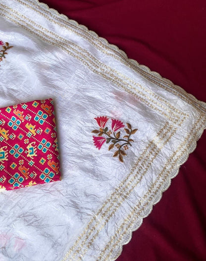 Premium Crush Organza Saree With Self Sequins Weaving Pattern