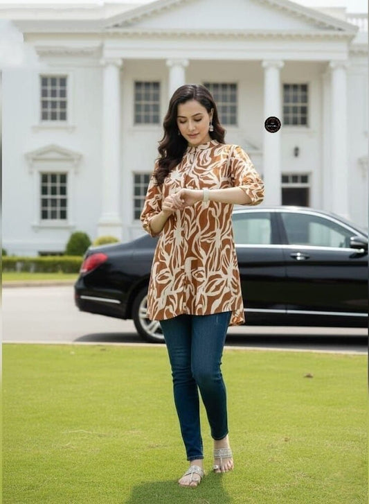 Heavy Flex Cotton Western Top With 3/4 Sleeves